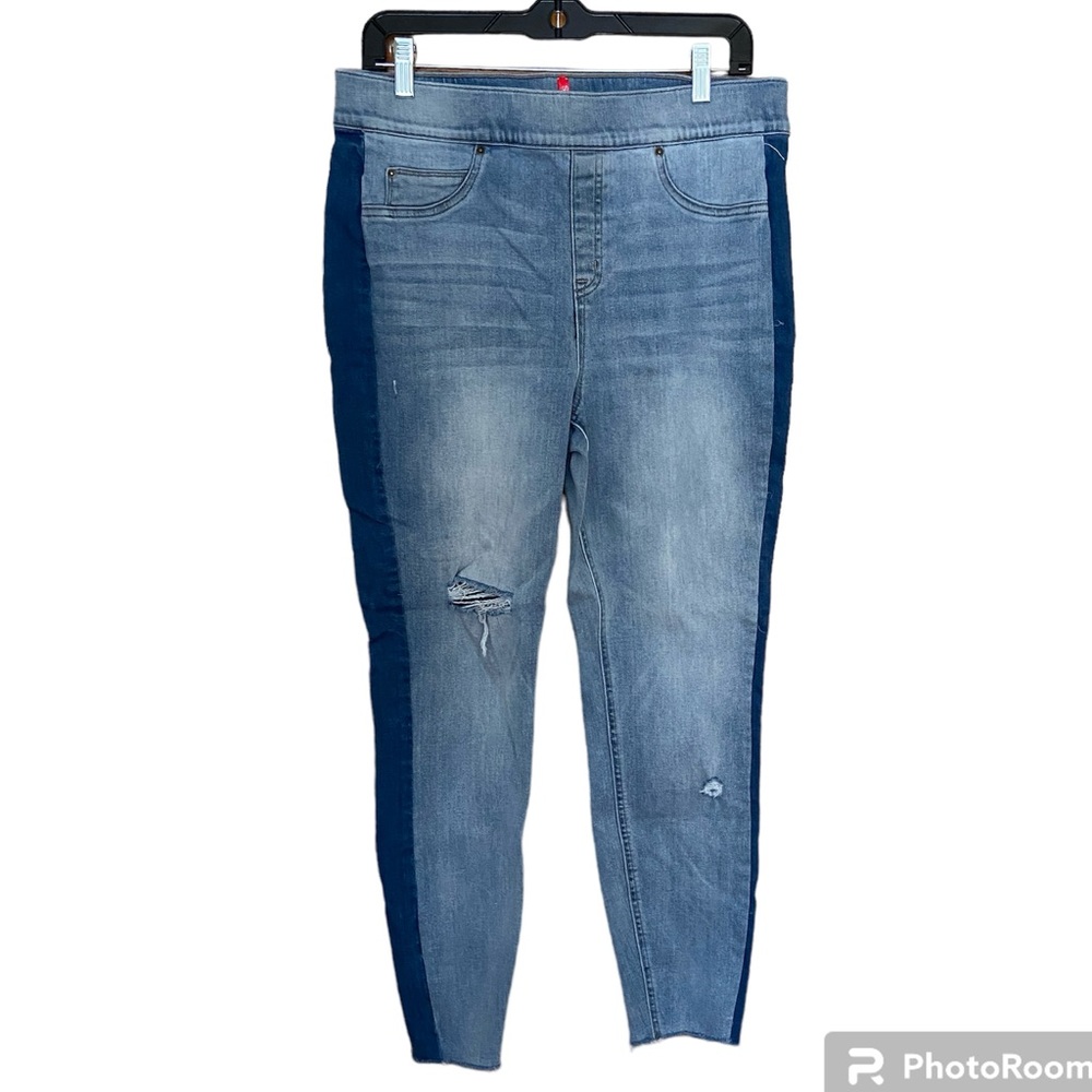 SPANX Distressed Skinny 2-Tone Jeans - XL - EUC